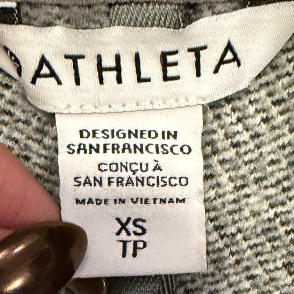 Athleta Stroll Fleece Full Zip Jacket Gray Herringbone Textured Women's XS - Picture 7 of 13